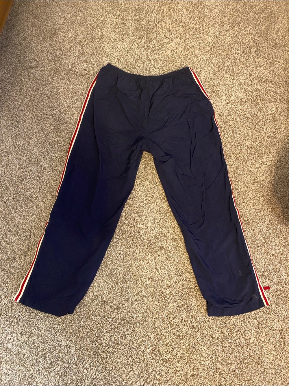 Women’s Navy Track Pants with Red & White Side Stripes
